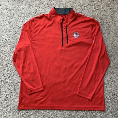 Atlanta Hawks Sweatshirt Mens 2XL Red Majestic 1/4 Zip Long Sleeve 2472 Cover