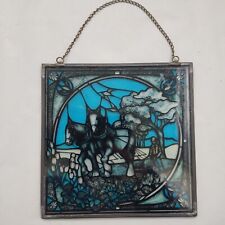 Vintage Stained Glass Picture Frame (Farmer With Horses) 21cm x 21cm