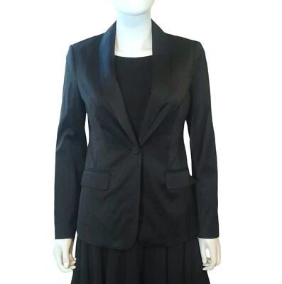 MARTIN + OSA вискоза/хлопок сатин шаль воротник одна кнопка блейзер размер 4 черный - Изображение 1 из 4