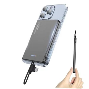 Small Portable Charger Power Bank, 5000mAh 20W PD Fast Charging 5000 mAh Grey - Picture 1 of 7