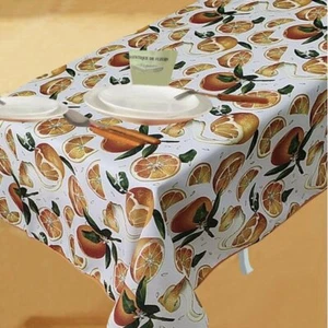 1 Printed Fabric Tablecloth,70" Round (4-6 people) CITRUS FRUITS,EURO ORANGES,VL - Picture 1 of 12