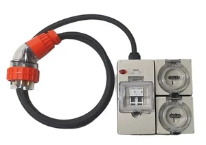 Portable Power board 20 Amp 3 phase 5 pin supply to 2 x 240v 15 Amp RCBO outlets - Picture 1 of 5