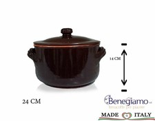 CASSERUOLA TEGAME TERRACOTTA CON COPERCHIO 24 CM BENEGIAMO