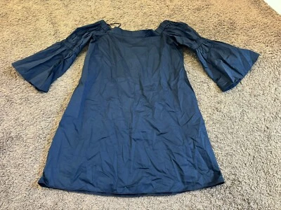 Vestido recto Tibi azul marino popelina manga campana fuera del hombro talla 2 4 Foto 1 de 4