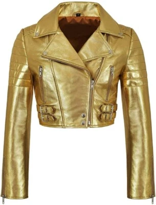 Authentic Design New Women's Cropped Jacket 100% Real Stylish Moto Biker Jacket - Image 1 of 4