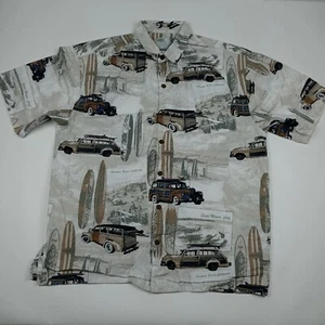 AFTCO Button Up Fishing Shirt Malibu Beach Santa Monica California Cars Men's XL - Picture 1 of 7