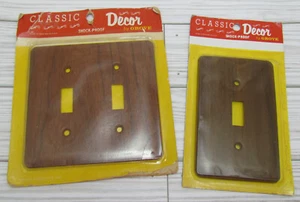 NOS Grove Classic Decor LIGHT SWITCH PLATE COVER Double Single Toggle WOOD GRAIN - Picture 1 of 4