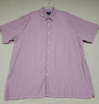BASIC EDITIONS Men's 3XLT Short Sleeve Shirt Pin Striped Dark Pink Button~TALL - Image 1 of 4