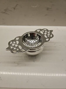 Victorian Style Tea Strainer Silver Plated Double Handle Antique Style Tableware - Picture 1 of 10