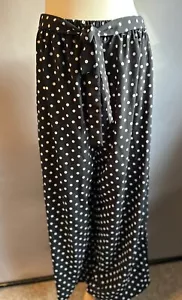 Wide Leg Pull On Black/White Polka Dot Pants - Sizes 2XL - Picture 1 of 3
