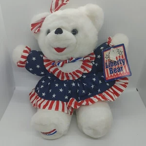 Oso Libertad Patriótico Blanco 1996 Bandera Americana 16 en Peluche Relleno  - Imagen 1 de 8