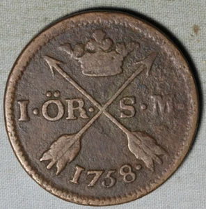 Suecia 1 mineral S.M. 1758 Cobre Adolf Frederick ~99 ¢ Envío con orugas - Imagen 1 de 2