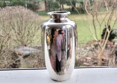 Jarrón de presentación de hilanderos y tejedores de plata esterlina 1956 de Navidad de Corea, 6" Foto 1 de 4