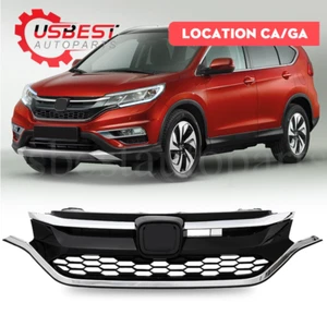 Front Bumper Hood Mesh Grille Grill W/Chrome Trim For Honda CRV CR-V 2015 2016 - Picture 1 of 9