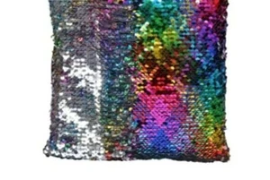 Greenbriar Sequin Pillow - Multi Color Sequin - Black on Back 9.25in x 9.25 in - Picture 1 of 2