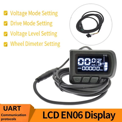 E-Bike 24V/36V/48V EN06 LCD Display Power Speed Meter Control Panel SM&WP Plug - Bild 1 von 4