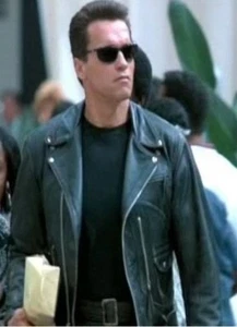 Terminator Arnold Schwarzenegger Black Double Rider Biker Jacket - Picture 1 of 7