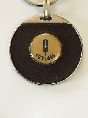 Vintage Oldsmobile Cutlass Blue Emblem Keychain, 442 Ciera Key Ring Accessory - Image 1 of 3