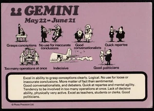 Gemini May 22 June 21 Zodiac Sign Comic postcard - Picture 1 of 2