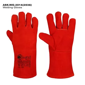 Leather Welding Gloves Red Heat Resistant TIG Mig Arc Welders Gauntlets XL Size - Picture 1 of 11