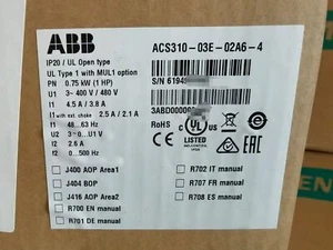 New ABB ACS310-03E-02A6-4 Frequency converter ACS310-03E-02A6-4 0.75KW - Picture 1 of 3
