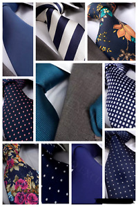 Italian Designer Milano Exclusive TEAL/NAVY/PETROL/DARK BLUE SILK Tie & Hanky