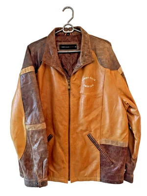 Perry Ellis America Men's Brown & Tan Full Zip Leather Jacket With Pockets - Image 1 of 4