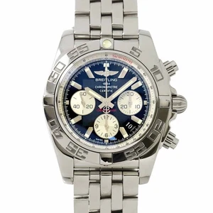 BREITLING Chronomat 44 AB0110 Chronograph Date Black Dial Mens Watch 90298913 - Picture 1 of 7