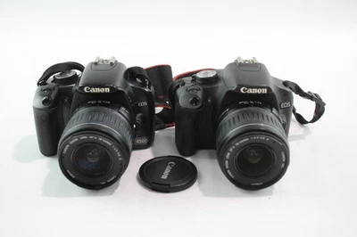 DSLR Digital Cameras Inc Canon 500D & Canon EOS 450D Working Both w/ Lenses x 2 - Image 1 of 4