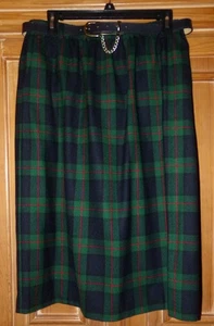 Vintage Alfred Dunner DAMENGRÖSSE 16 BLAU KARIERT HOHER BUND MIDIROCK GÜRTEL PREPPY - Bild 1 von 3