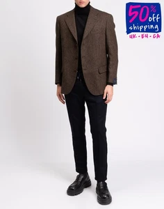 RRP €790 TOMBOLINI Wool Blazer Jacket B&T Size 49 S Herringbone Made in Italy - Picture 1 of 11