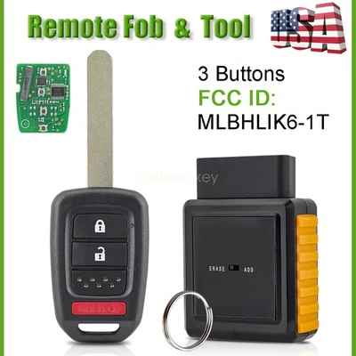 Llavero de coche remoto de 3 botones + programado para Honda CR-V MLBHLIK6-1T 2014-2016 Foto 1 de 4