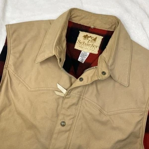 Vintage Schaefer Outfitter Weste Flanell Herren L hellbraun Western Canvas USA - Bild 1 von 9