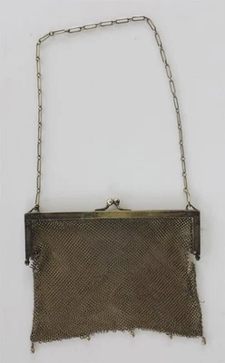 BOLSO DE MALLA ANTIGUO grabado EMMA J CARRICH baltimore md? ART DECO plata alemana Foto 1 de 4