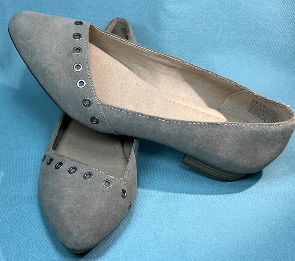 Zapatos de tacón plano sin cordones de gamuza gris Sonoma para mujer talla 8,5 medianos Foto 1 de 4
