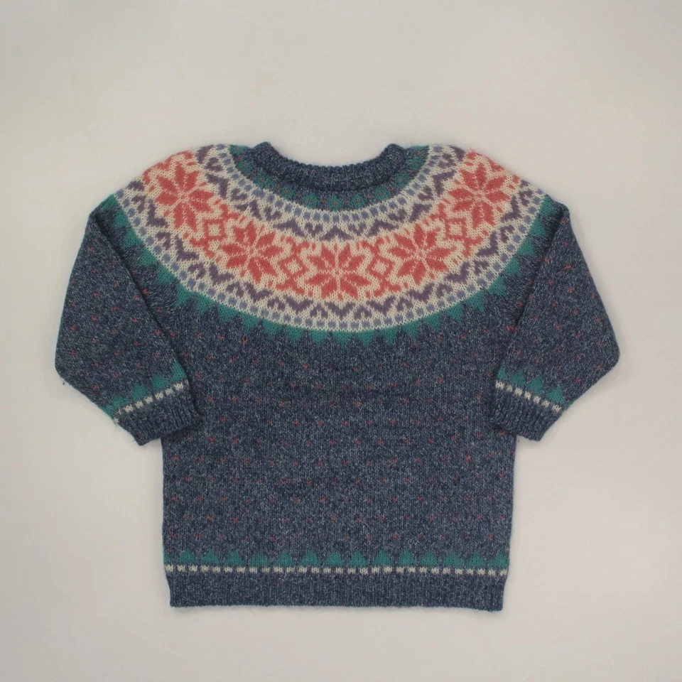 Suéteres nórdicos Northern Isles mezcla de mohair Fair Isle para mujer azul medio años 90 de colección Foto 1 de 4