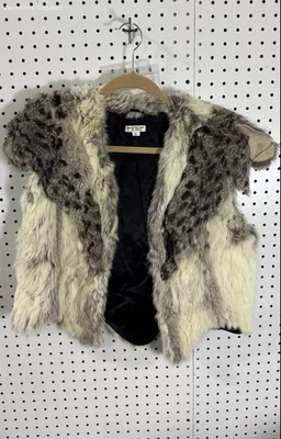 Nuevo Mundo Moda Vintage Años 70 Mujer Gris Piel de Conejo Chaleco Hippie Boho Talla L Foto 1 de 4