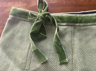 Vintage J Crew Y2K Pleated Wool Skirt, Lined, Velvet Ribbon Tie, Side Zipper - Image 1 of 4