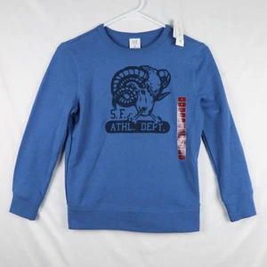 Gap Kids Sweatshirt Boys Medium 8 Blue S.F. Athl Dept Ram Crew Pullover New - Picture 1 of 11