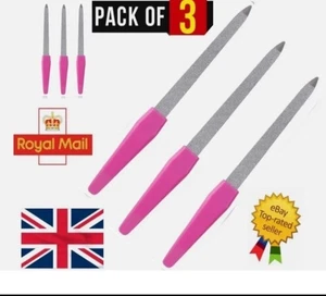 Nail Files Metal 6" Diamond Dusted Coarse Nail File Manicure Pedicure Tool 3 Pcs - Picture 1 of 12