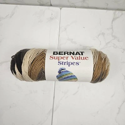Bernat Super Value Yarn Beachwood Stripes 5 Oz NEW - Image 1 of 4