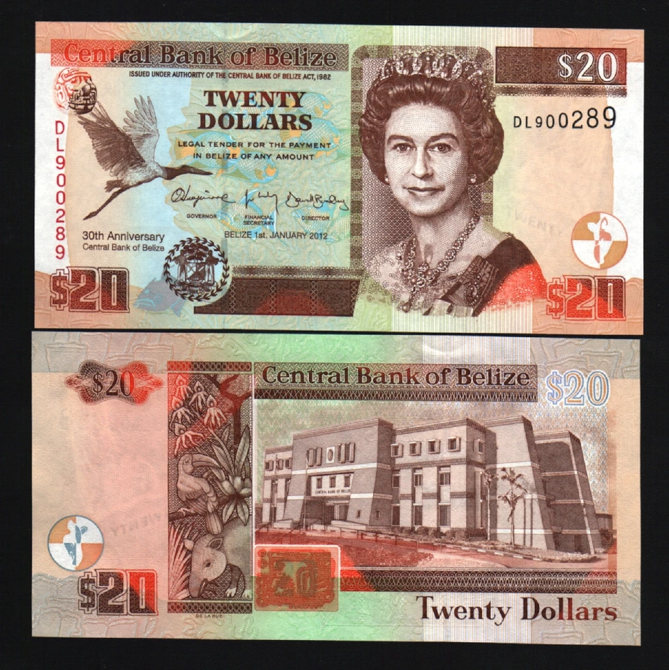 BELIZE 20 DOLLARS P-72 2012 x 1 Queen Elizabeth 30th Commemorative UNC BANK NOTE - Image 1 of 4