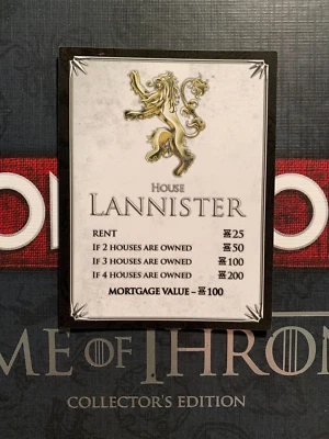 Repuesto de tarjeta de título de escritura Monopoly Juego de Tronos CASA LANNISTER 2015 Foto 1 de 3