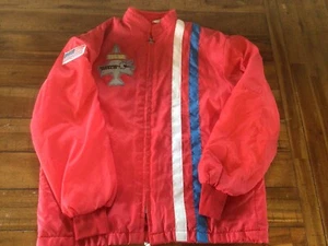 VTG McDonnell Douglas Racing Jacket Medium Red Fleece Lined Striped Great Lakes - Picture 1 of 6