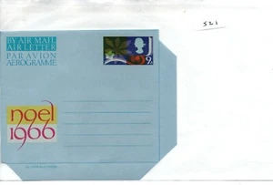 GB - Aerogramme - UNBENUTZT - illustriert (521) - 9d Festive, - Noel 1966 - Bild 1 von 1