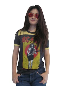 AC/DC For Theose About To Rock Ringer T-Shirt Thin Soft Jersey Womens Sz Small - Picture 1 of 3
