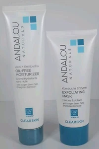 2 Pack Set ANDALOU NATURALS Kombucha Enzyme Exfoliating Mask & Moisturizer - Picture 1 of 5