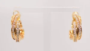 Cartier Trinity Earrings 0.9ct Diamonds 18k Yellow Gold - Picture 1 of 18