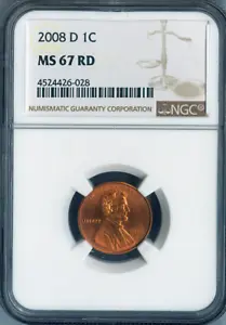 2008 D Lincoln Cent NGC MS67 RD SMS Quality - Picture 1 of 2