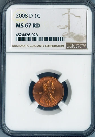 2008 D Lincoln Cent NGC MS67 RD Cover